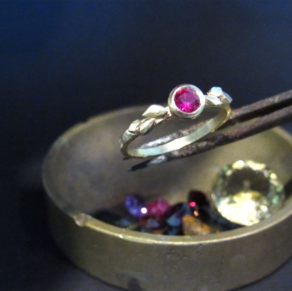 Anat Perez Jewelry - 14K yellow solid gold ring set with ruby. handmade